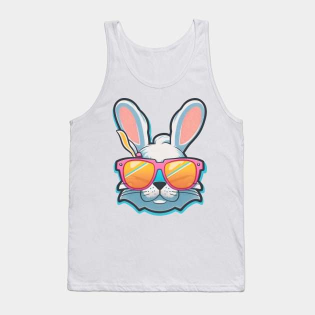 bunny face with sunglasses easter day Tank Top by GIFTAWINE